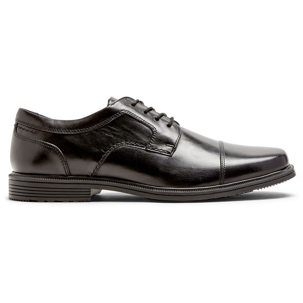 Sapatos Oxford Homem Rockport Taylor Waterproof Cap Toe Pretas,Portugal UITOV-6918